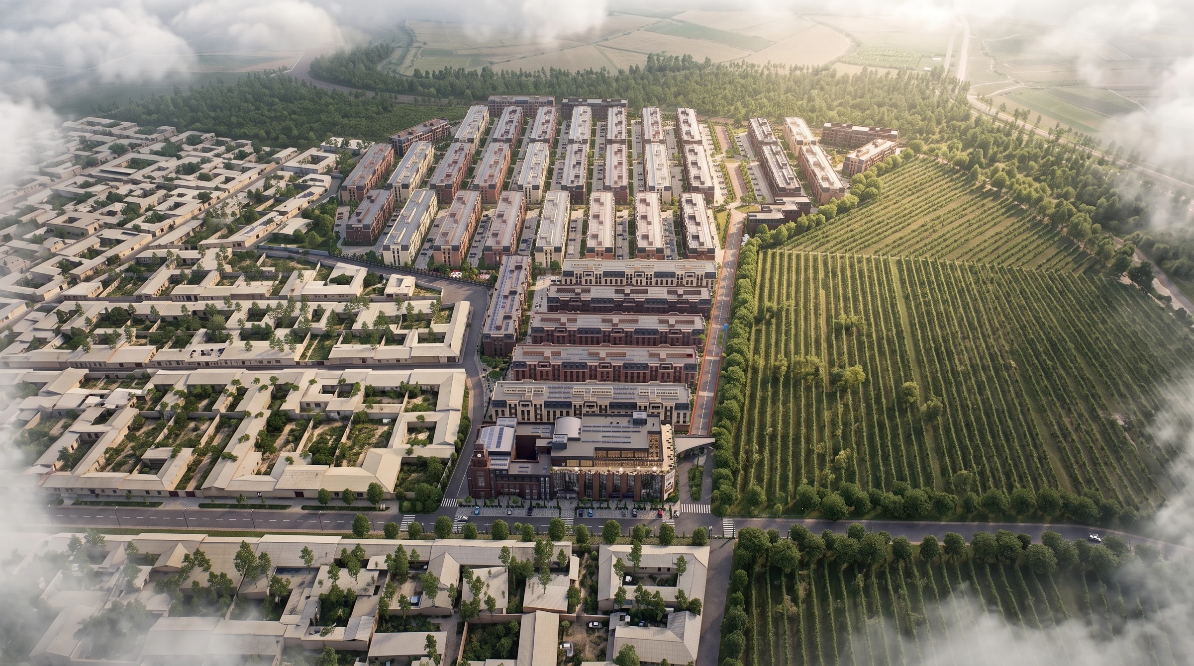 Architecture and grounds of the residential complex
